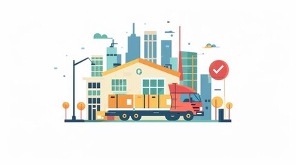 Urban Logistics and Warehouse Illustration