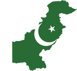Pakistan country map with flag