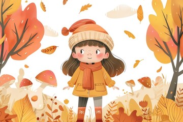 Little girl in leafy field