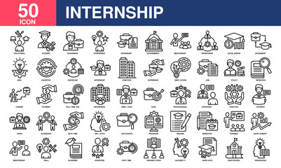 Internship icon collection set. Simple line vector.