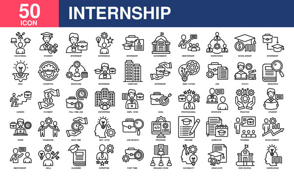 Internship icon collection set. Simple line vector.