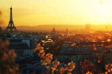 Fototapeta premium Aerial view of Paris at sunset