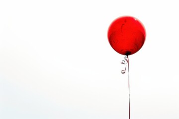 Obraz premium Serene silhouette of a red balloon floating gracefully in the sky