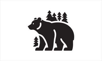 Bear Icon Vector illustration White Background-Bear Icon Vector Files for Cutting, Handmade calligraphy vector illustration, Black and white graphic illustration isolated on white background Hand writ
