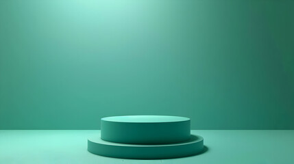 3d green podium for product presentation background,generative ai