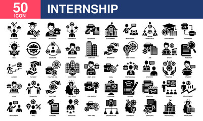Internship icon collection set. Simple glyph vector.