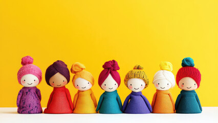 Obraz premium Stuffed toys isolated on yellow background