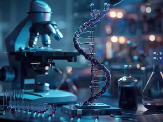 Science Lab Equipment with DNA Model