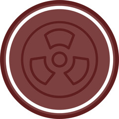 Obraz premium Radiation Symbol Vector Line Double Circle Maroon