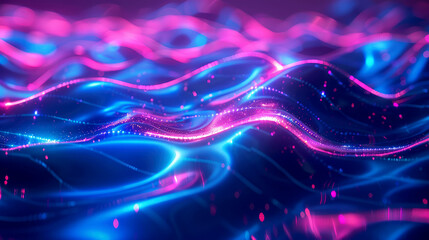 Obraz premium Neon Glowing Abstract Waves
