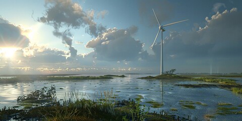 A windmill turns wind power into electricity.