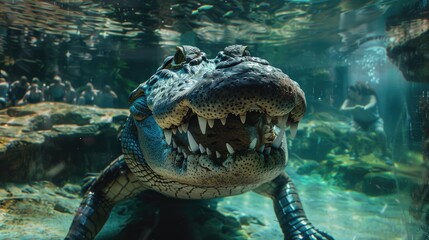 Obraz premium Alligator close-up at aquarium