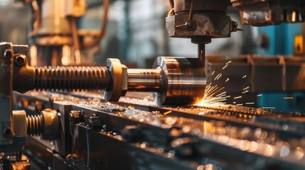 Fototapeta premium Precision Metalworking with Industrial CNC Machine