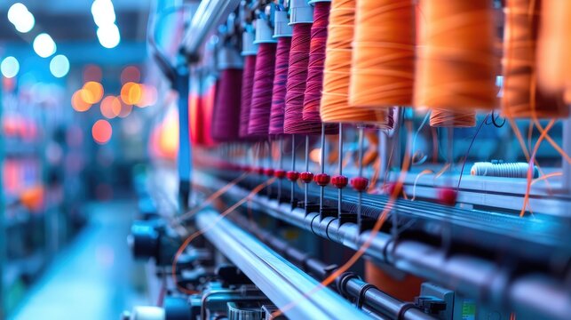 Vibrant Textile Machinery in Factory Setting