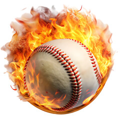 baseball on fire on transparent background