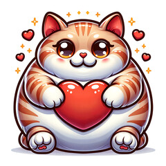 fat cat with a heart