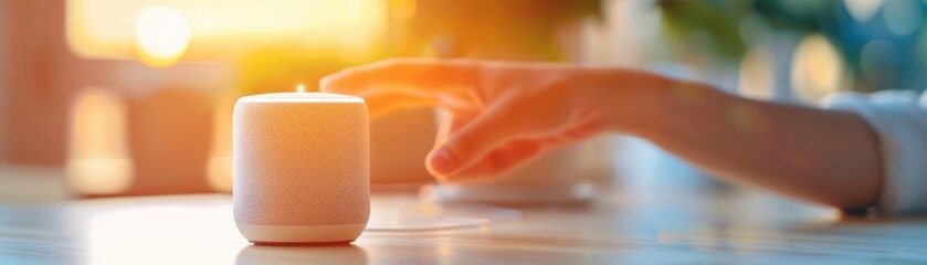 Obraz premium A person using a voice-activated assistant