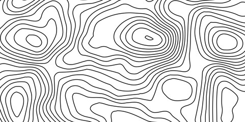 Lines Topographic contour lines map seamless pattern.The black on white contours topography stylized height of the lines map.Background of the topography map. Abstract pattern with lines.