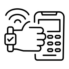 Contactless payment machine icon in line style 