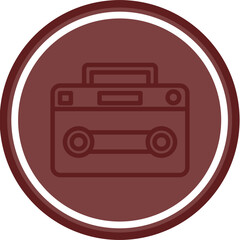 Tape recorder Vector Line Double Circle Maroon