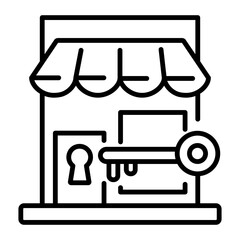 Shop key icon in line style