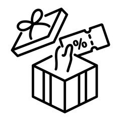 A linear style icon of gift voucher