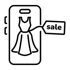 A line style icon of online clothes sale 