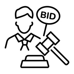 A linear style icon of auction