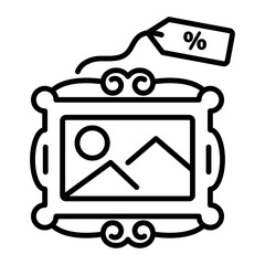 Painting sale icon in linear style 