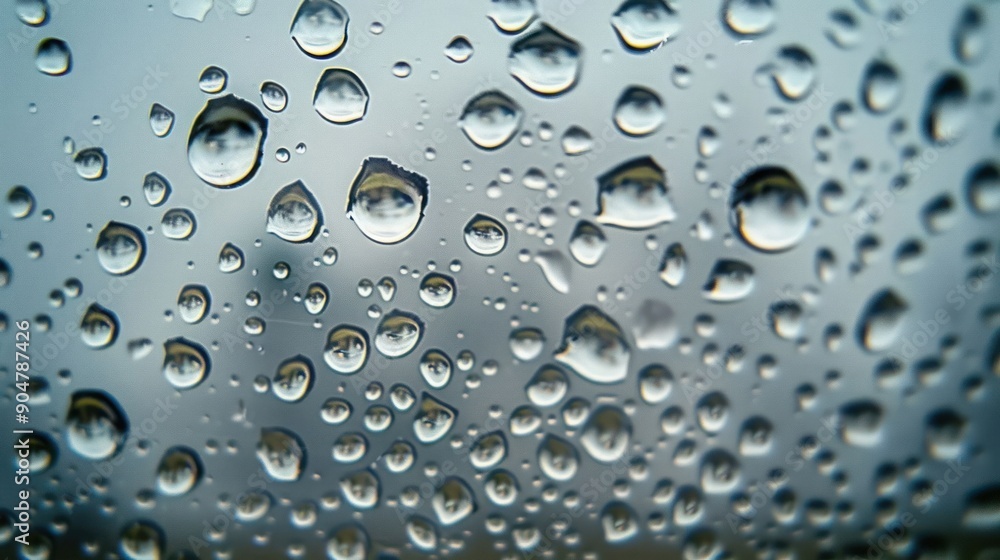 Poster the image is of raindrops on a window, creating a blurry and hazy effect