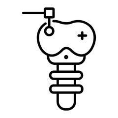 Dental implant icon in outline style 