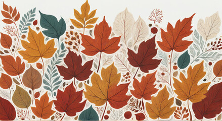 seamless pattern with autumn leaves