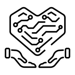 Ai healthcare icon designed in outline style 