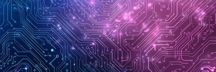 Obraz premium Futuristic and techsavvy digital circuit board featuring neon lights in a modern style