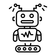 A medical robot icon in outline style 