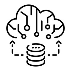 A cloud database icon designed in line style 