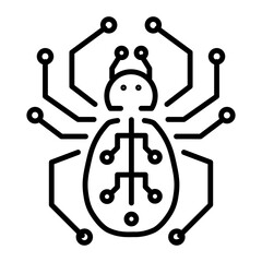 A spider bot icon designed in outline style 