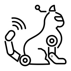 A pet robot icon in outline style 
