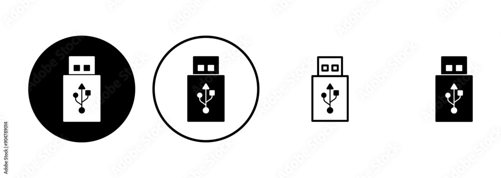Poster usb icon set. flash disk icon vector