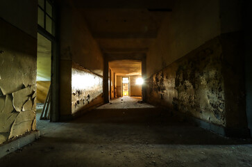 tunnel in an old abandoned military barracks