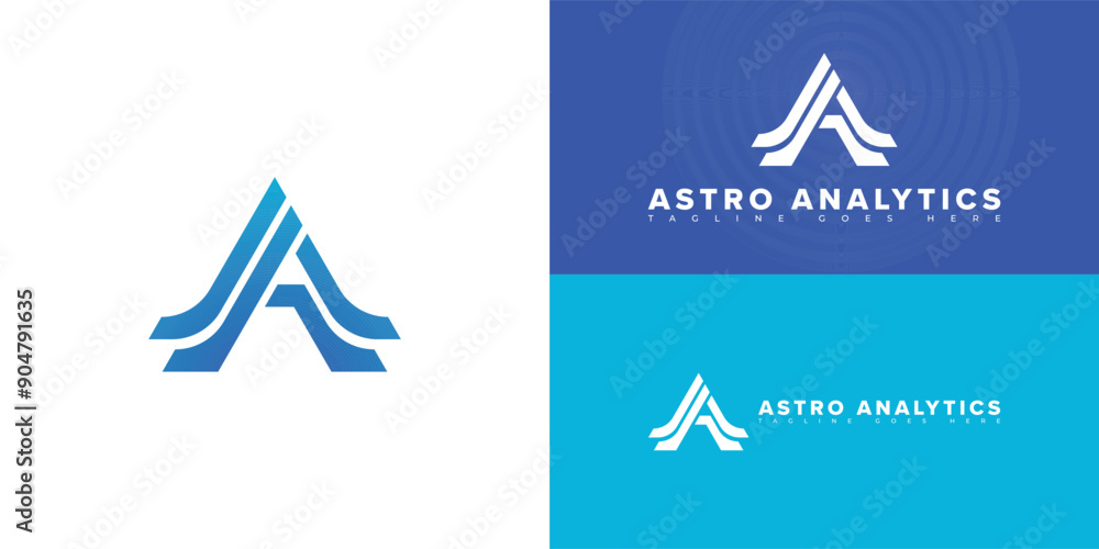 Aufkleber abstract triangle initial letter a or aa in blue color isolated on multiple background colors. the l