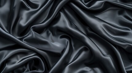 Abstract Black Satin Fabric Texture