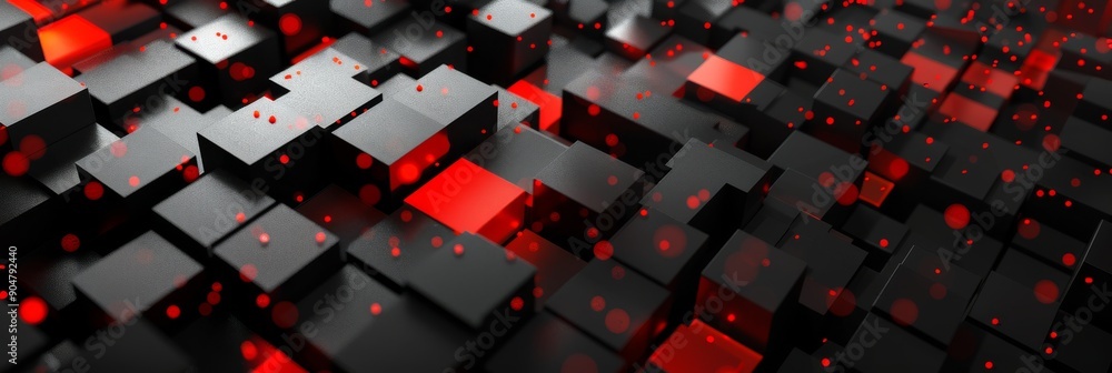 Aufkleber dynamic abstract cubes background featuring bold red and black colors and shapes design