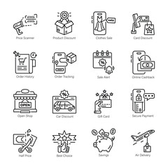 Bundle of Shopping Line Style Icons

