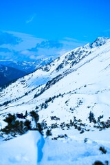 Winter Landscape with Snow-Covered Mountains