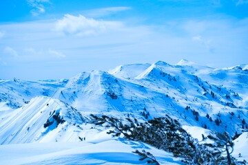 Winter Landscape with Snow-Covered Mountains