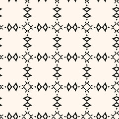 Obraz premium Simple minimalist geometric seamless pattern. Abstract monochrome minimal background with small floral shapes. Subtle repeat design for decor, print.