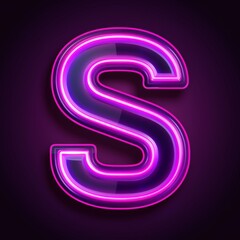 Naklejka premium Letter S neon sign on dark background