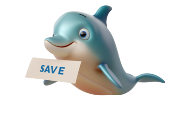 dolphin 3d save earth on transaparent png file