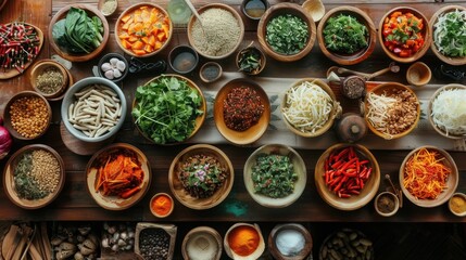 Fototapeta premium Culinary Exploration: Embrace a lifestyle of flavor by exploring various cuisines, trying out new recipes, and experimenting with ingredients to enrich your cooking experiences. 